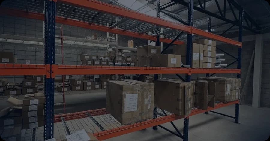 Industrial warehouse with equipment